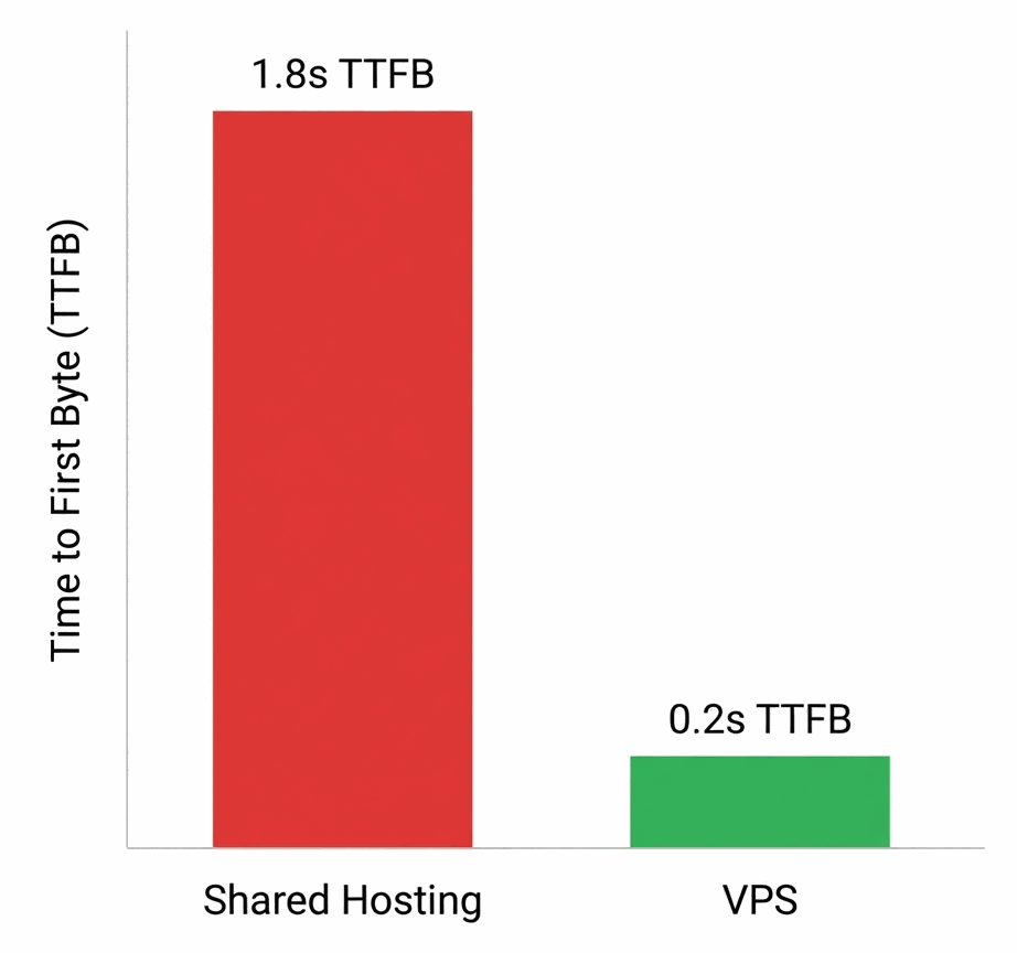 Chart comparing Shared vs VPS hosting speeds